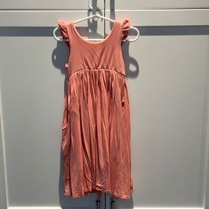 Remie Girl Peach Colored Tank Dress with Ruffles